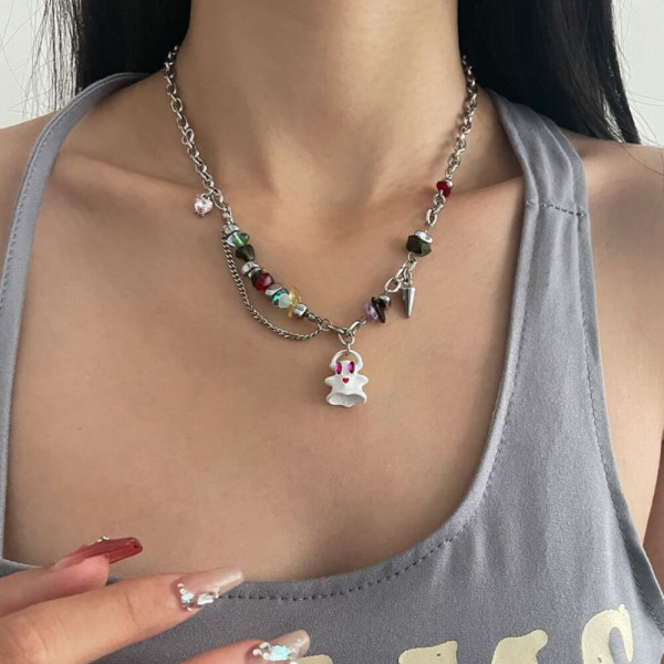 Цепочка с кулоном в форме кристалла и привидения CJH67706