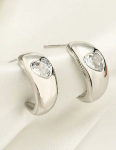 Объемные серьги-пусеты «Сердце» серебро M11768