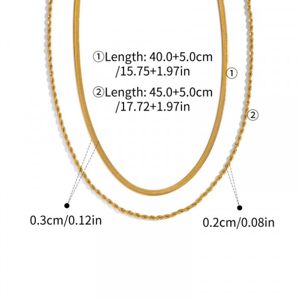 Двойная золотистая цепь плоского плетения «Снейк» CJR59833