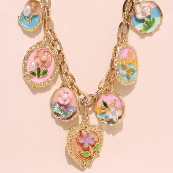 Винтажное колье с медальонами в стиле флорентийской эмали CJR62252