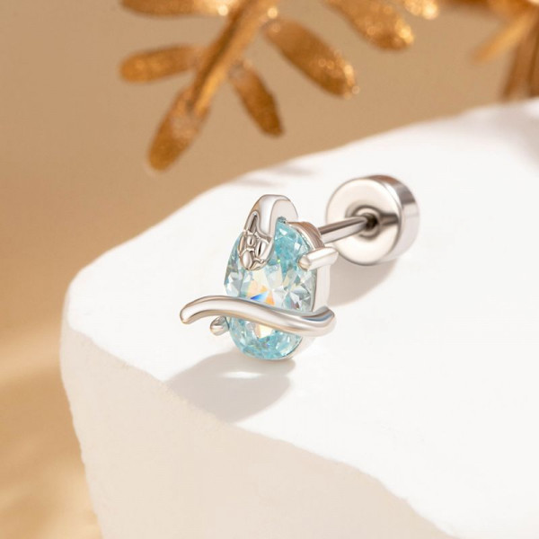 Серьги-пусеты Кристалл Капля в зажиме CJL23391