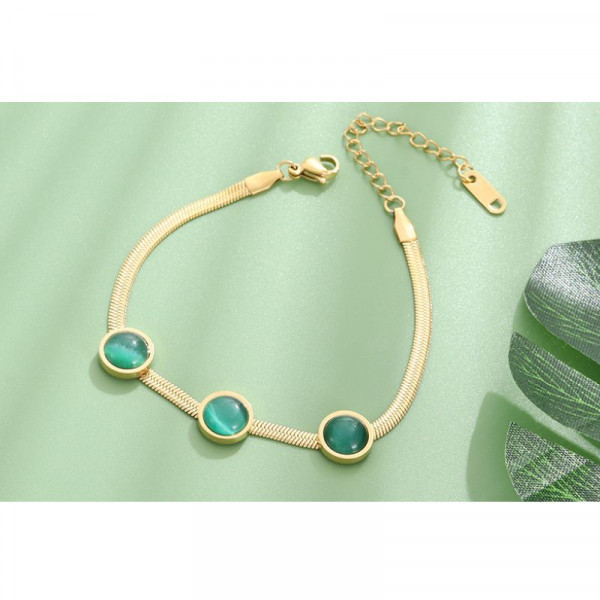 Золотистая цепочка с зелеными дисками CJJ07937