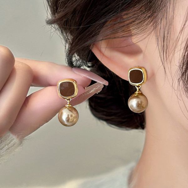 Серьги Висячие Квадраты с жемчугом CJP53989