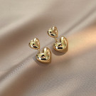 Серьги Двойные сердца золотистые CJC64328