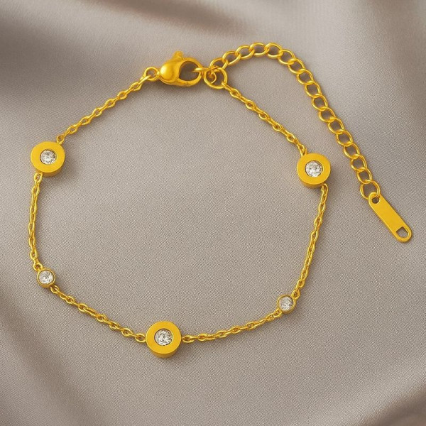 Браслет-нить с декоративными дисками и камнями 1J12014CJJ