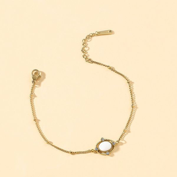 Браслет цепочка с квадратной вставкой под бирюзу CJL46940