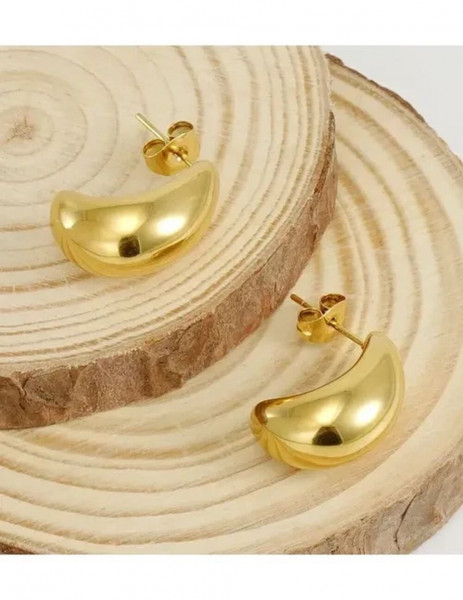 Серьги латунь с напылением золотом в виде капельки J10050CJJ