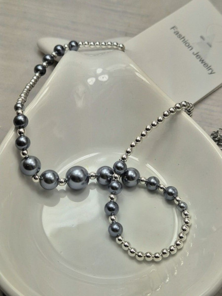 Градиентные бусы из серого жемчуга с нарастающим размером бусин J10748CJJ