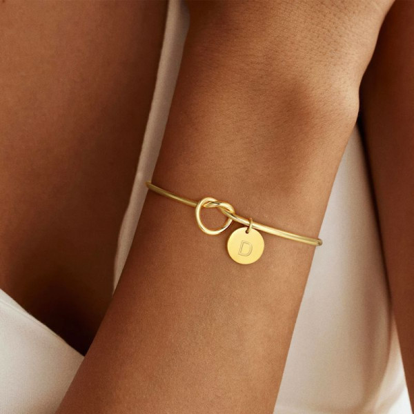 Браслет-цепочка с круглым медальоном и кольцом CJT17498