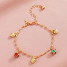 Браслет цепочка с клубникой и сердечками CJC14396