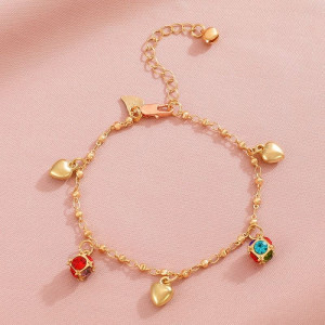 Браслет цепочка с клубникой и сердечками CJC14396