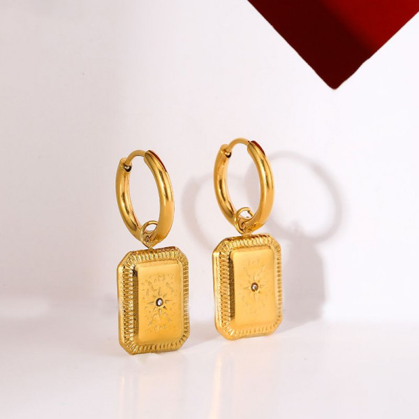 Серьги-кольца с прямоугольными кристаллами CJP53990