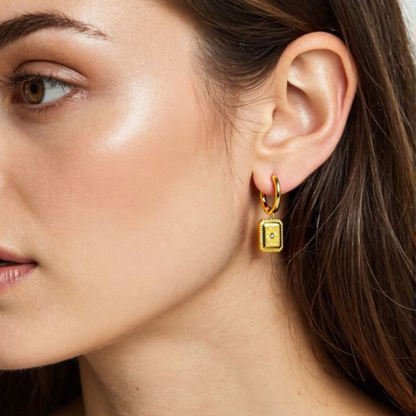 Серьги-кольца с прямоугольными кристаллами CJP53990