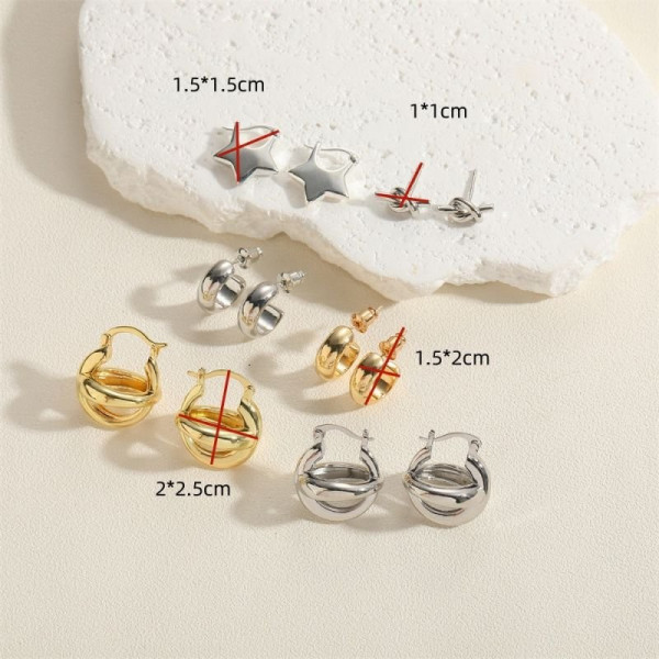 Серьги-кольца объёмные гладкие CJC59487