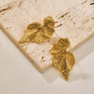 Серьги-пусеты «Золотые листья» рельефные CJP86008