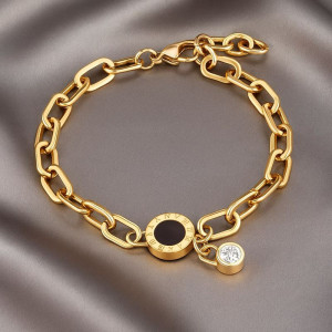 Браслет-цепочка с римскими цифрами и фианитом 1J12015CJJ