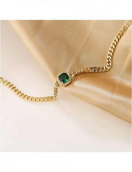 Золотистый браслет с изумрудным кристаллом L76127