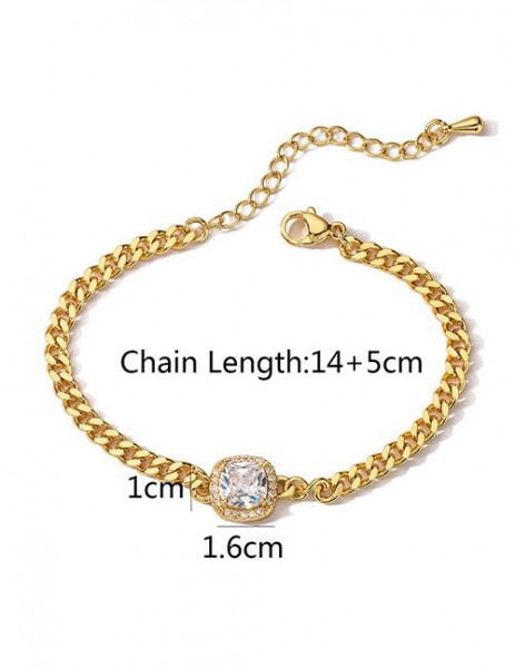 Золотистый браслет с изумрудным кристаллом L76127