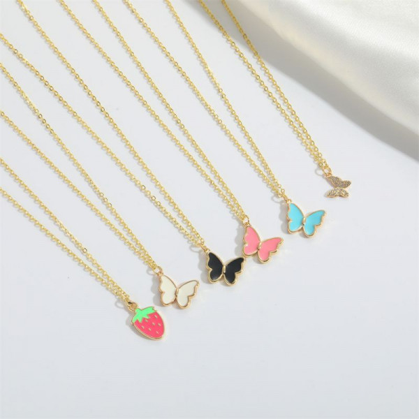 Золотистая Цепочка с кулоном в форме бабочки CJ17832