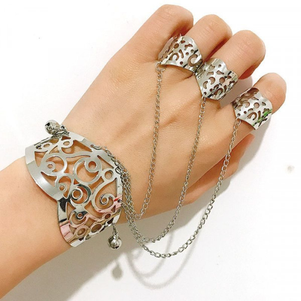 Браслет слейв золотое кружево с каскадом цепей CJQ59209