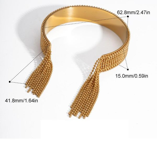 Широкое кольцо-манжет с бахромой из цепей CJL84049