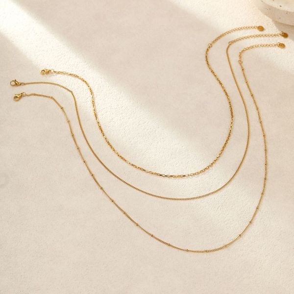 Комплект из трех лаконичных стальных цепочек CJL83654