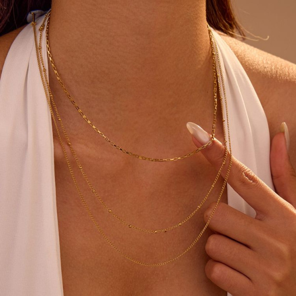 Комплект из трех лаконичных стальных цепочек CJL83654