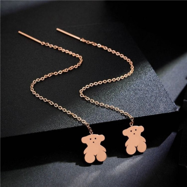 Серьги-продевки с розовыми медвежатами 1J11214CJJ