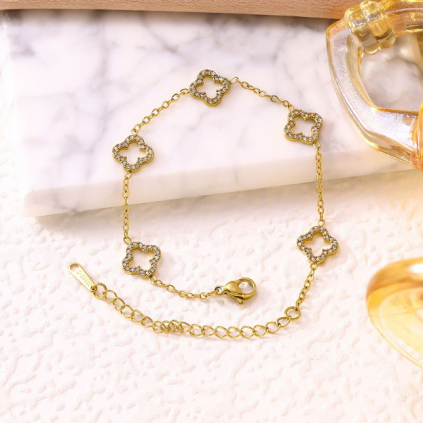 Браслет-цепочка с клевером и жесткий обруч (сет) CJR70197