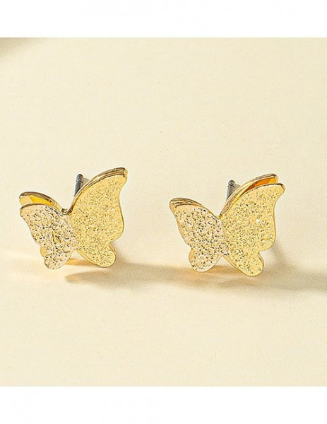 Аккуратные серьги-пусеты золотистые бабочки Z07591
