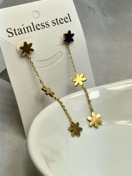 Длинные серьги-пусеты с цветочными звездами J11536CJJ