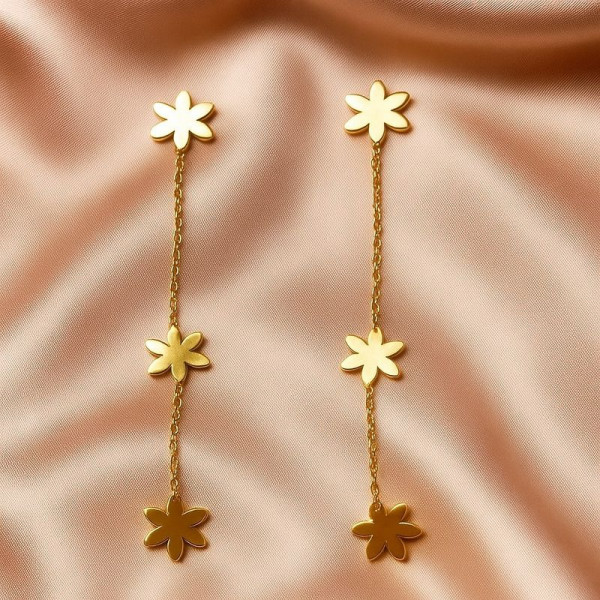 Длинные серьги-пусеты с цветочными звездами J11536CJJ