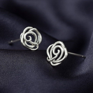 Серьги-гвоздики роза медь напыление платиной 1J12411CJJ