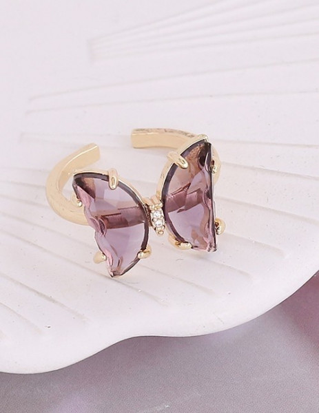 Кольцо с крупной бабочкой из цветного стекла S32496