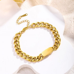 Браслет с полированной пластиной и густым плетением CJH37314