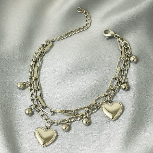 Многослойный браслет с сердцами и шариками 1J12016CJJ