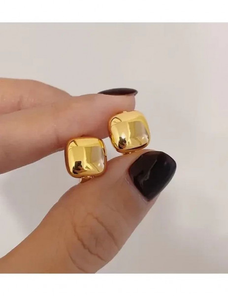 Серьги латунь с напылением золотом в виде квадрата J10052CJJ