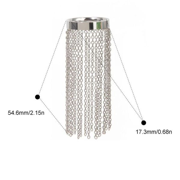 Стальное кольцо с каскадом длинных цепочек CJL84075