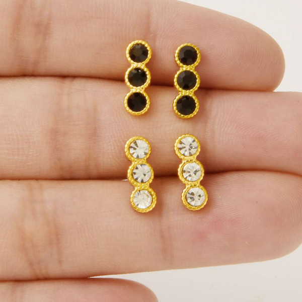 Серьги-пусеты Тройные кристаллы CJR68527