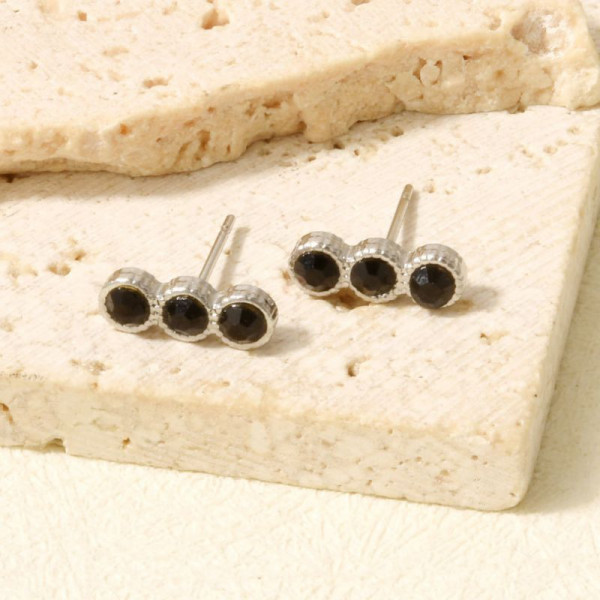 Серьги-пусеты Тройные кристаллы CJR68527