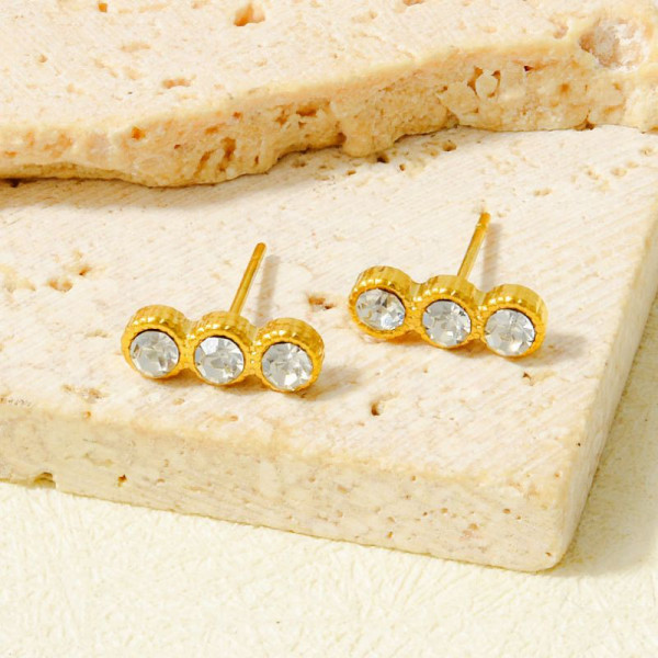 Серьги-пусеты Тройные кристаллы CJR68527