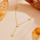 Минималистичное Y-колье со светлыми квадратными вставками CJG27217