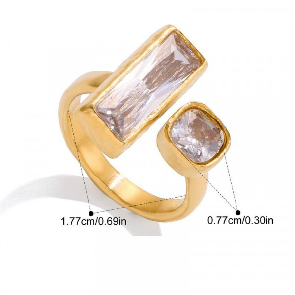 Разомкнутое кольцо с крупным кристаллом «Багет» CJQ30121