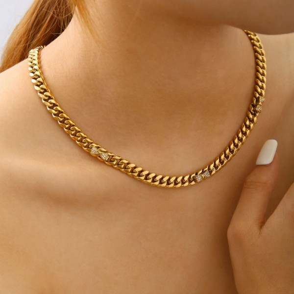 Массивная золотистая цепь панцирного плетения CJQ17603