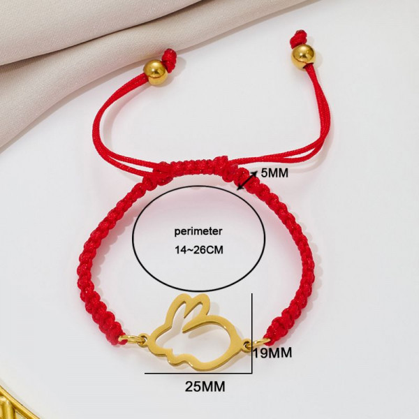 Браслет плетеная нить с золотистым зайцем CJQ65933