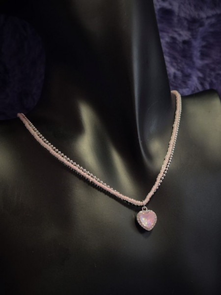 Колье сердце бисер J11438CJJ