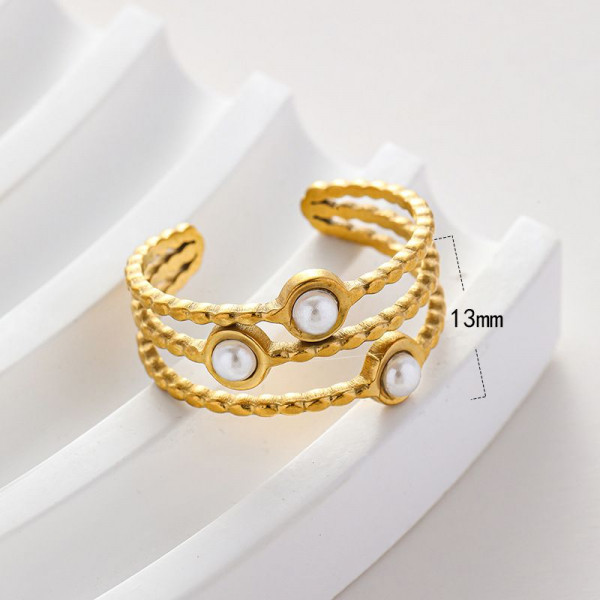 Тройное разомкнутое кольцо с бирюзовыми акцентами CJM18049