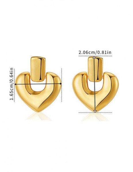 Золотистые серьги-пусеты «Объемные сердца» Z63460