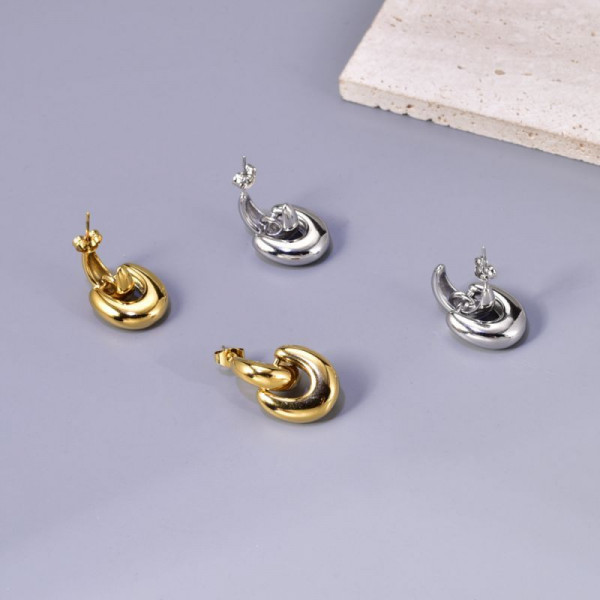 Серьги-кольца двойные литые переплетенные CJL14429