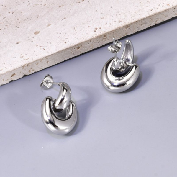 Серьги-кольца двойные литые переплетенные CJL14429